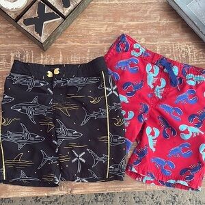 Shark and Lobster Print Swim Shorts Set